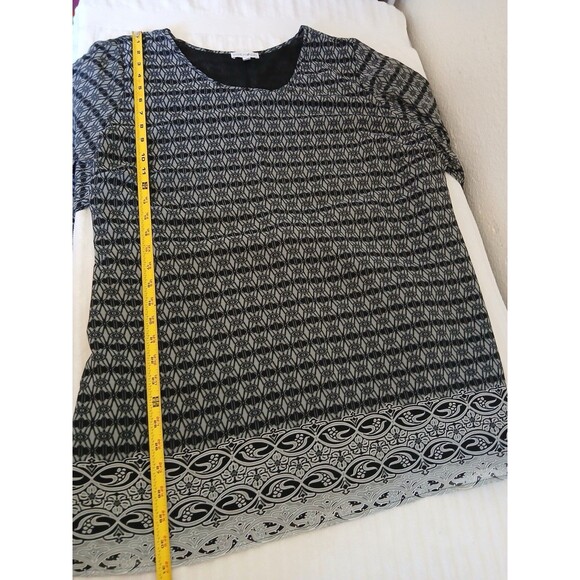 FASHION BUG Womens Blouse Tunic Lunes 3X Top Flared Long Sleeve Gray Geografic - Picture 11 of 16